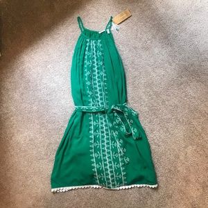Francesca's Green Miami Lace Trim Dress